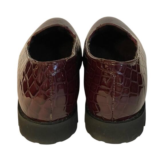 David Tate Burgundy Leather Alligator Print Loafers Size 8SS - Picture 9 of 11